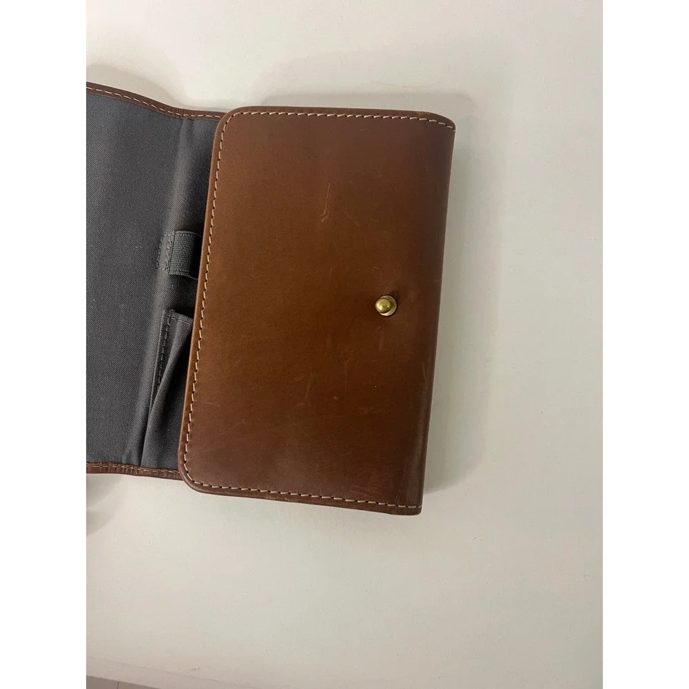 Indian‎ Motorcycle Brown Leather Trifold Travel Pouch Organizer Wallet 5 x 7